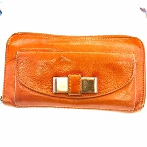 CHLOE brown orange  Leather Wallet